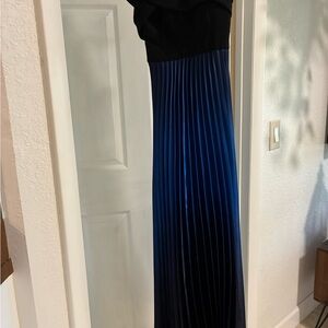 Pleated black and blue Prom dress